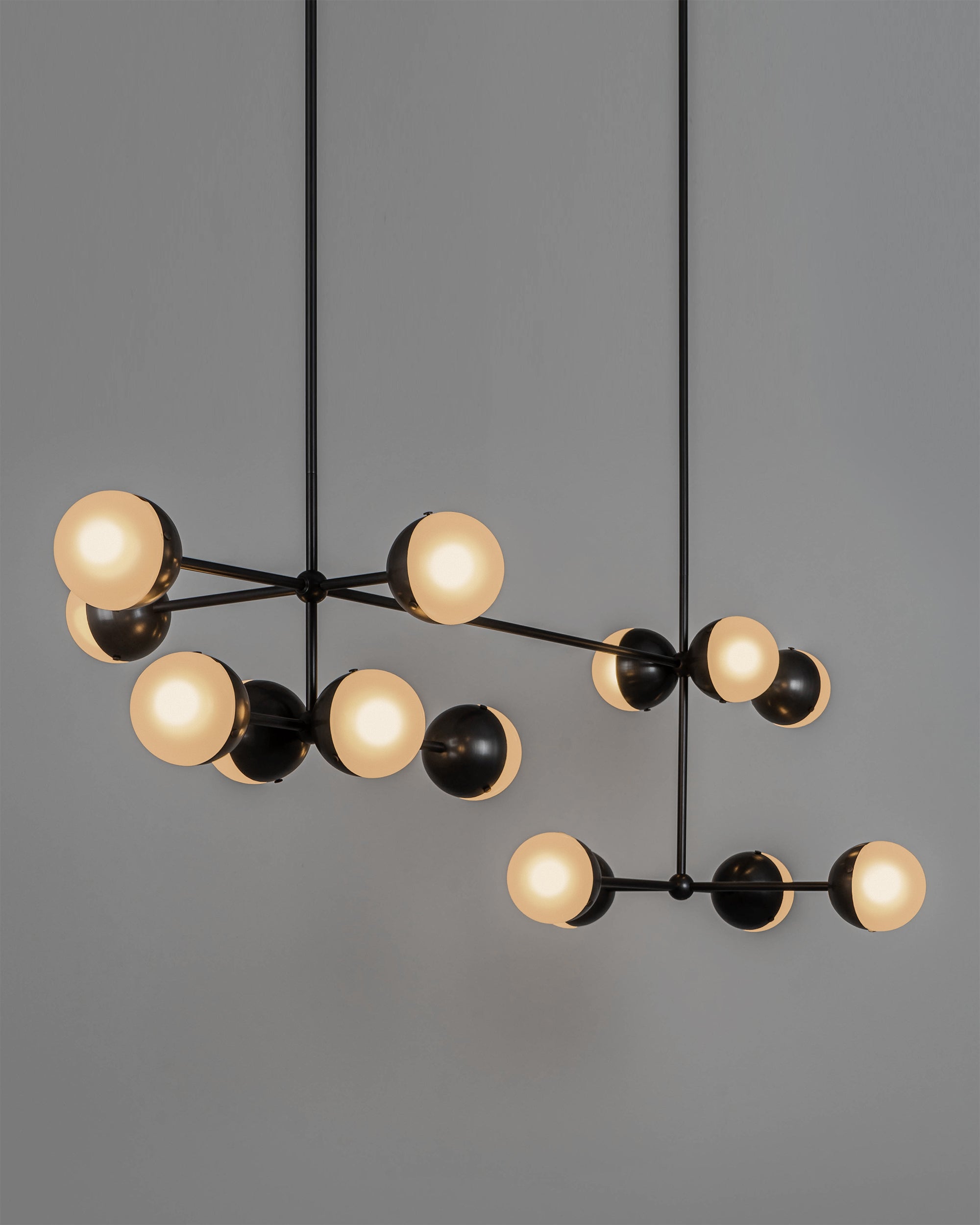 Schwung Molecule Linear Frosted Hemisphere Chandelier